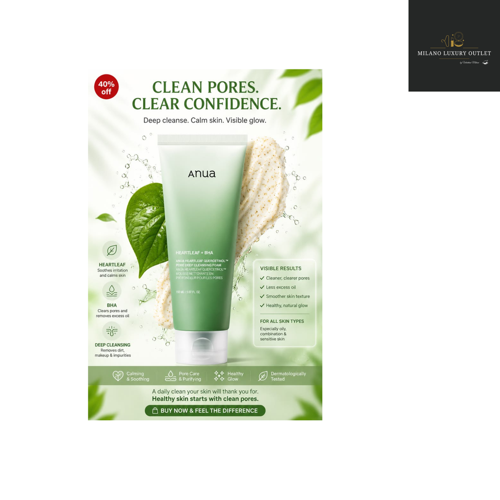 ANUA Heartleaf Quercetinol Pore Deep Cleansing Foam - Detergente purificante lenitivo
