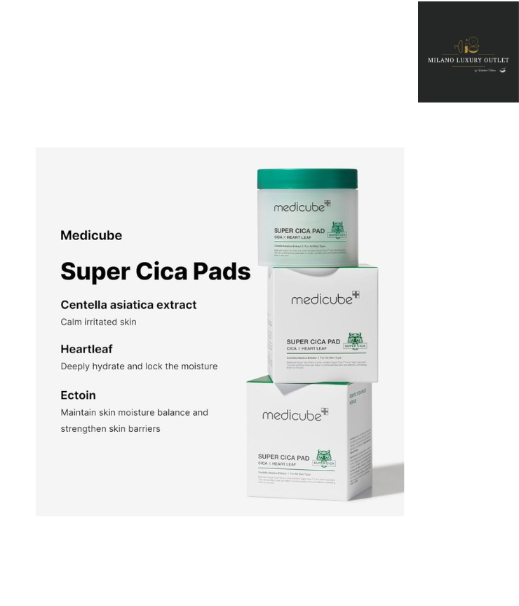 Medicube Super Cica Facial Toner Pads (70 dischetti) - 88% Centella Asiatica per lenire la pelle sensibile - Arricchito con estratto di Heartleaf per un'idratazione profonda e per migliorare l'aspetto della pelle danneggiata - 100% vegano certificato