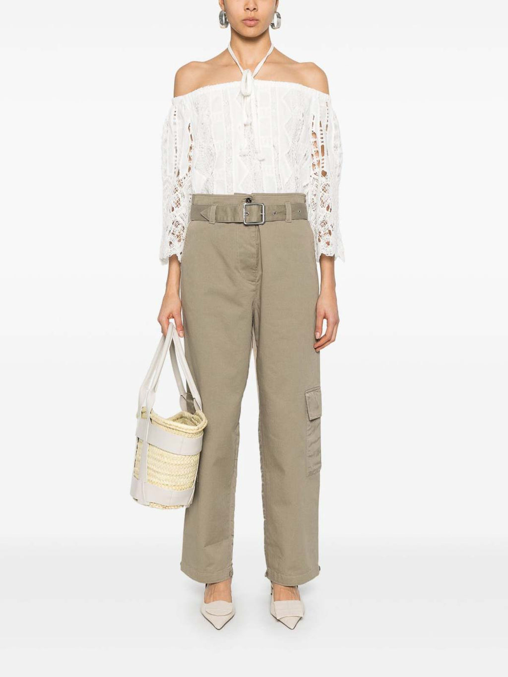 Pinko Pantaloni CARGO VERDE MILITARE