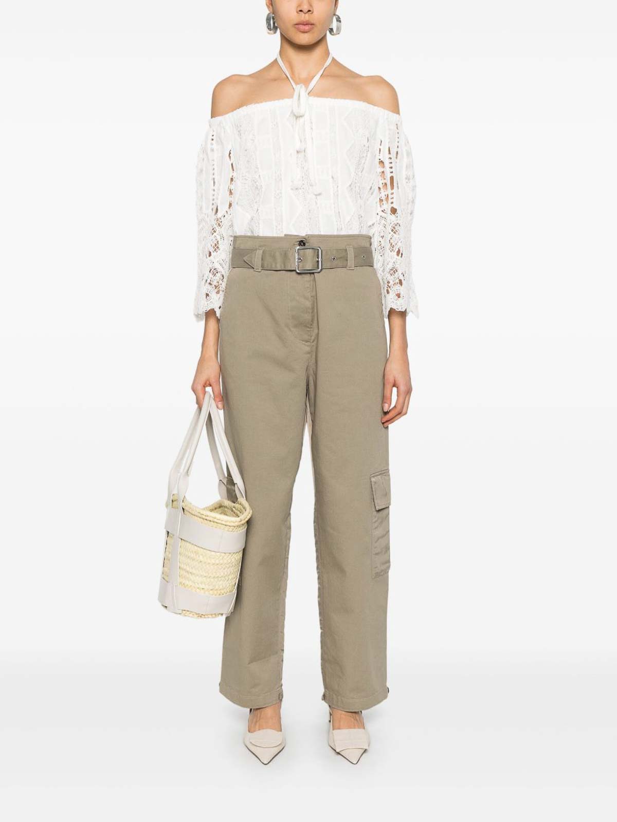 Pinko Pantaloni CARGO VERDE MILITARE