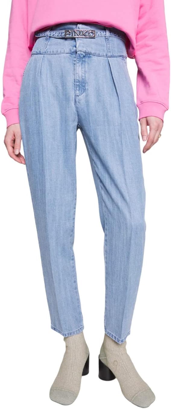 PINKO - Jeans ARIEL a vita alta con cintura - Light/Blue