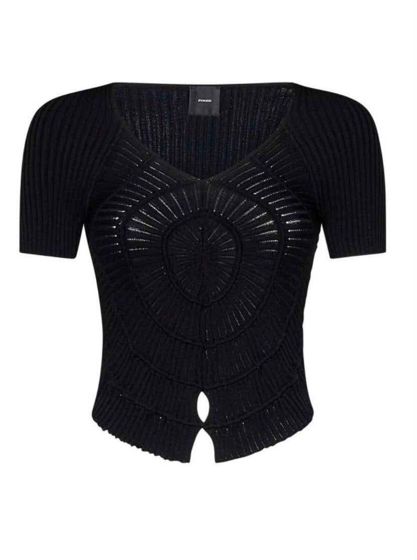 Pinko T-shirt corta a coste in misto viscosa