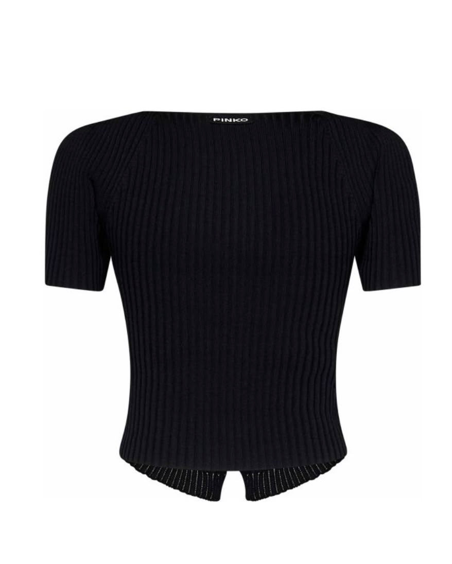Pinko T-shirt corta a coste in misto viscosa
