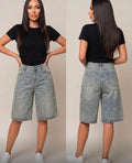 BERMUDA DENIM  A POIS STRASS SABBIA