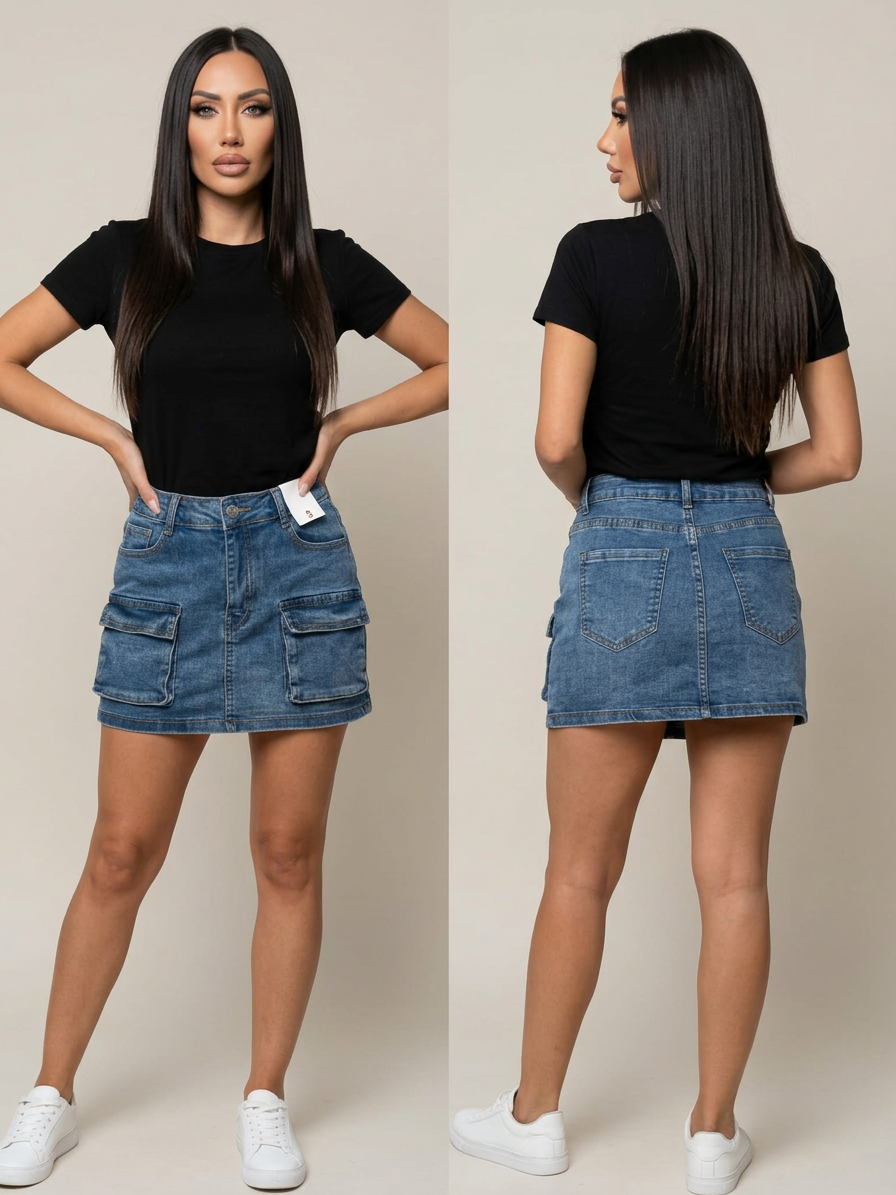 PANTAGONNA CARGO DENIM "ALICE"