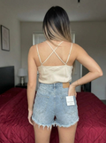 PANTALONCINI DENIM SPECIAL STRASS MACULATI "IRIS"