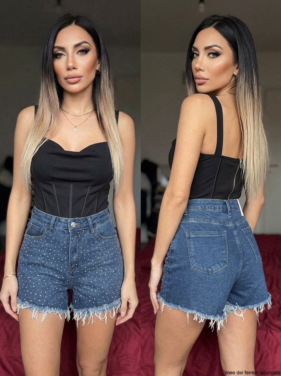 PANTALONCINI "KRISTAL" VITA ALTA CON STASS